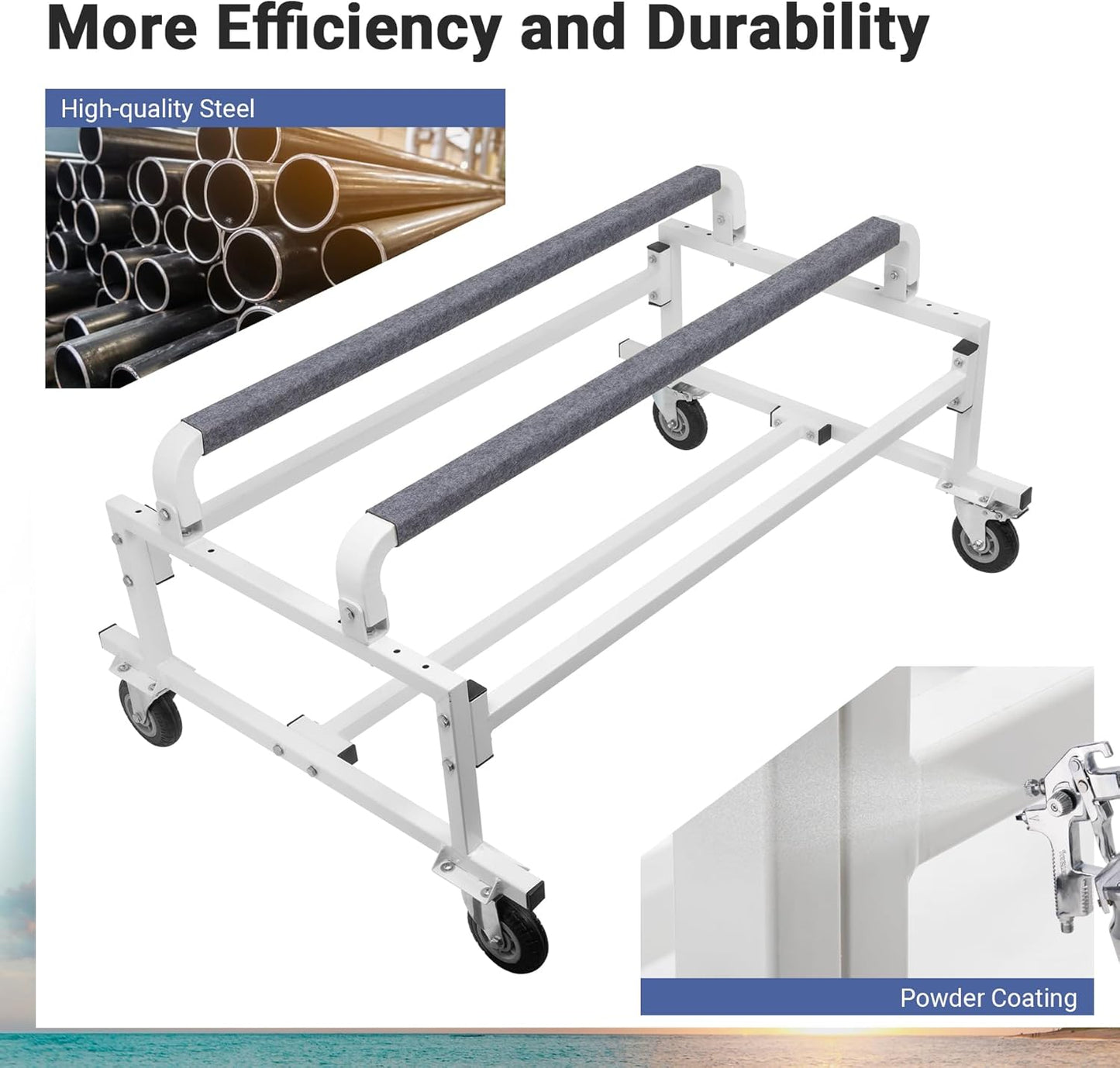 Eastrexon Updated Jet Ski Dolly, Heavy Duty PWC Dolly w/ 5” Swivel Wheels, 1000 LBS Load Capacity, 53”L x 34.3”W x23.4 H, Width Adjustable, Universal for Sea-Doo, Yamaha, Kawasaki