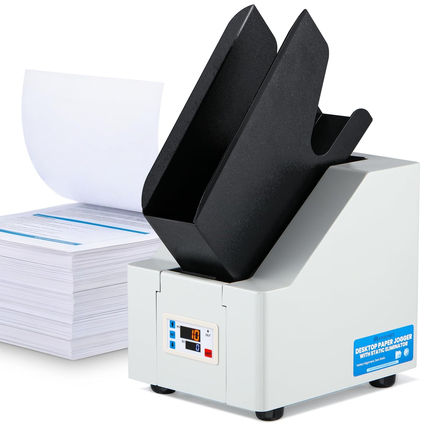 Mxmoonant Desktop Paper Jogger 70mm, 500 Sheets Large Capacity, Digital Control Panel, A4/Letter/A5 Size Paper Finisher for Office