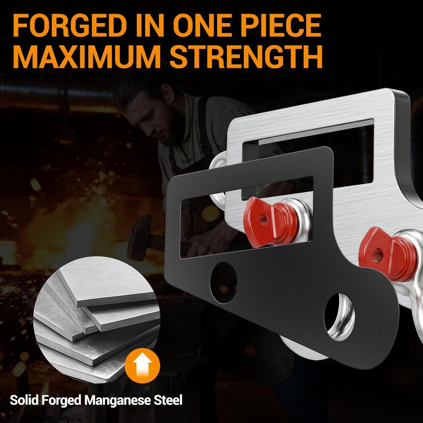 Professional Forklift Lifting Attachment - 6600 lbs Capacity Heavy Duty Steel with Screw Lock Fastener & 360° Swivel Safety Hook, Dual Fork Mobile Crane Conversion Kit for Industrial Use