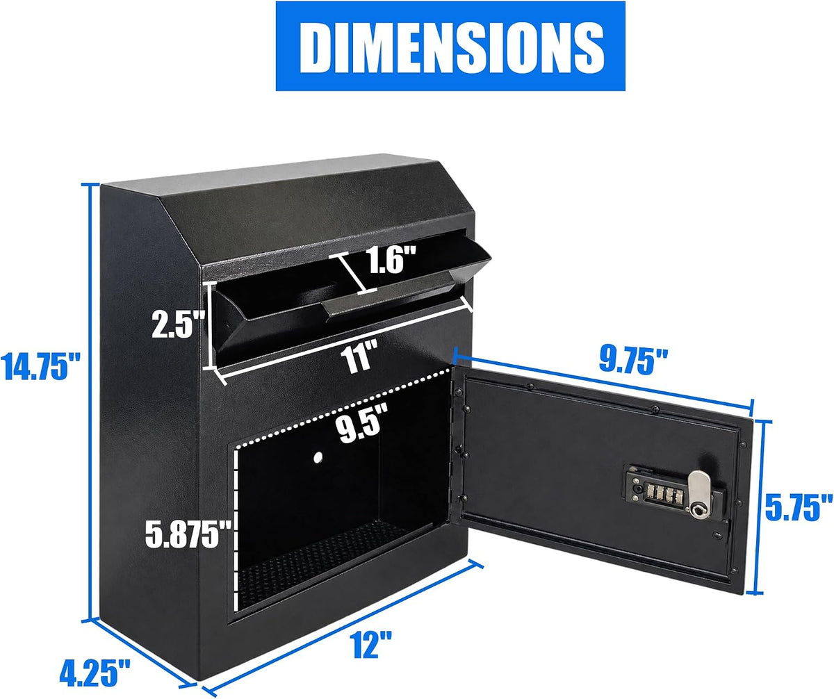 Anti-Fishing Key Drop Box with Combination Lock & Backup Key