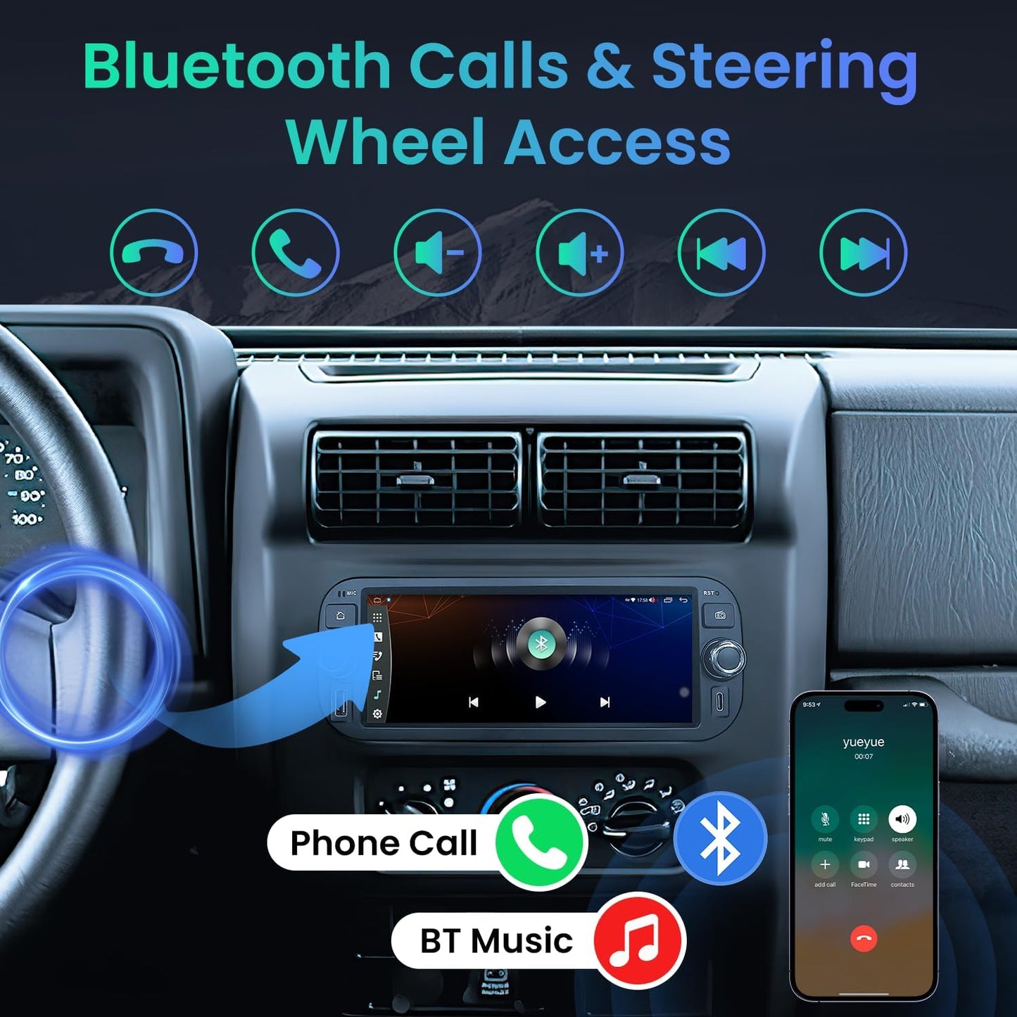 4Core 64ROM Car Radio for Dodge Ram 2006 2007 2008: 1280x800 CarPlay/Android Auto Bluetooth 5G WiFi GPS for Chrysler 300 /300C 2005 2006 2007,for Jeep Grand Cherokee 2005 2006 2007