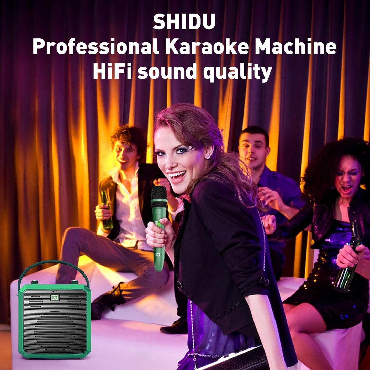 SHIDU Karaoke Machine with Wireless Microphone,Portable Karaoke Machine for Adults & Kids,PA Speaker System Support Deep Bass,Original