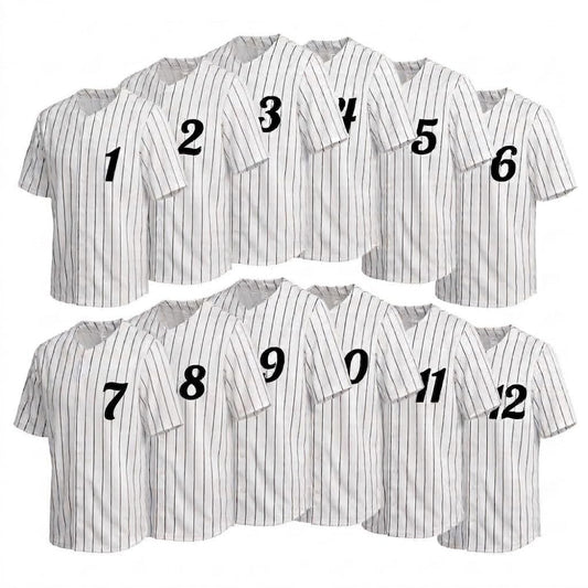 Softball Baseball Jersey 12-Pack | Pinstripe Team Set | S-2XL
