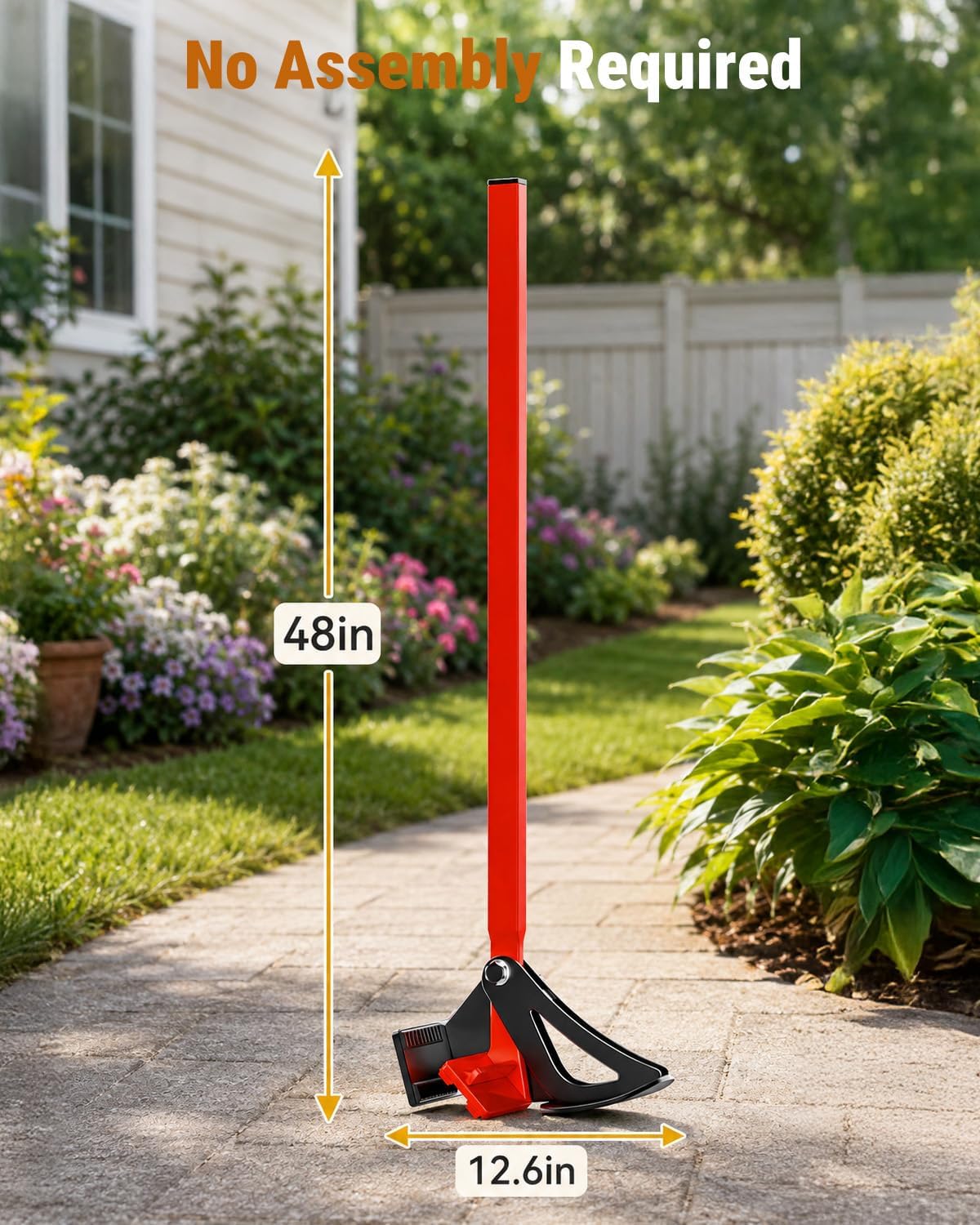 48" Heavy-Duty Root Puller – Instantly Uproots Trees & Shrubs (Stems ¼–2.5") | No Assembly, Ready to Use | Ergonomic Leverage Design for Landscaping, Farm & Forestry Work, Red.