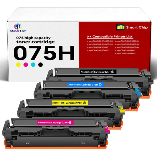 075 / 075H High Yield Toner Cartridge set MF665Cdw (4-Pack) Compatible Replacement for canon 075H 075 Toner Cartridge with ImageCLASS MF665Cdw MF662CDW LBP646Cdw LBP647Cdw Printers|High Capacity ink 075H-4pack