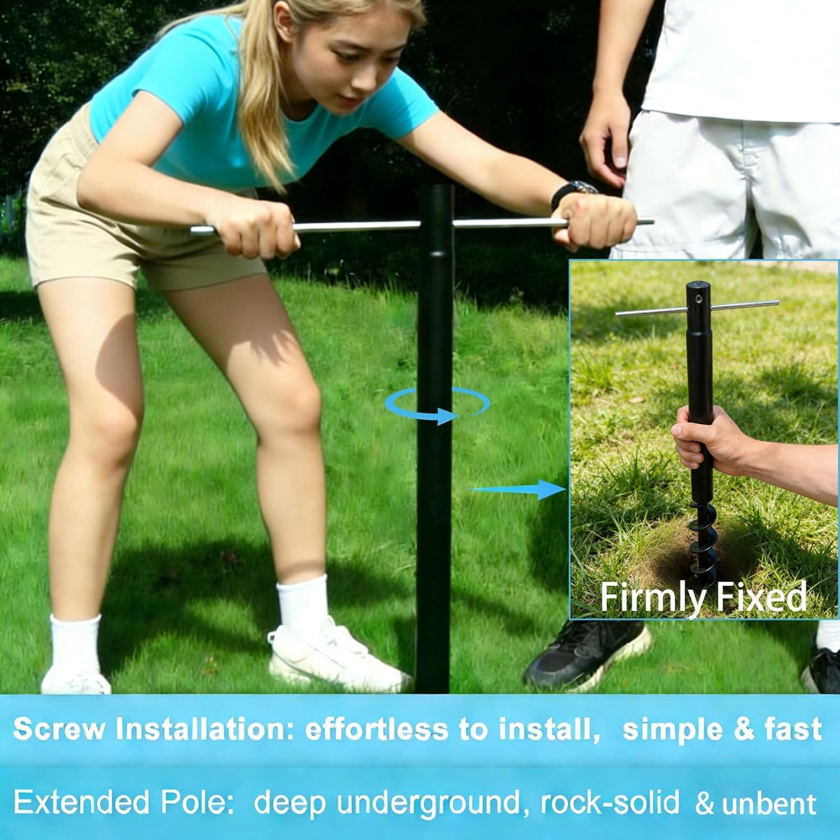 Tetherball Pole Set for Adults, Family and Dogs with Ball & Rope, Heavy Duty Portable Outdoor Game for Backyard, Lawn, Sand and Beach
