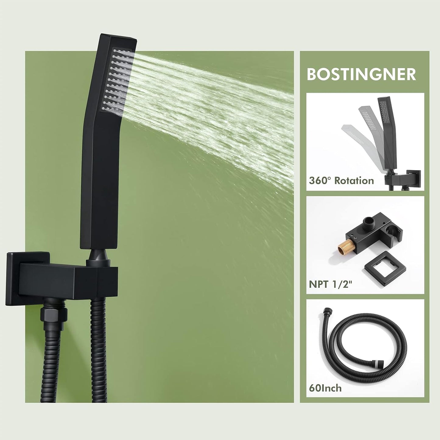 Shower Jets Body Sprays System Bostingner Push Button Shower Jets System 12' Rain Shower with 4PCS Body Jets and Handheld Ceiling Mount Rough-in