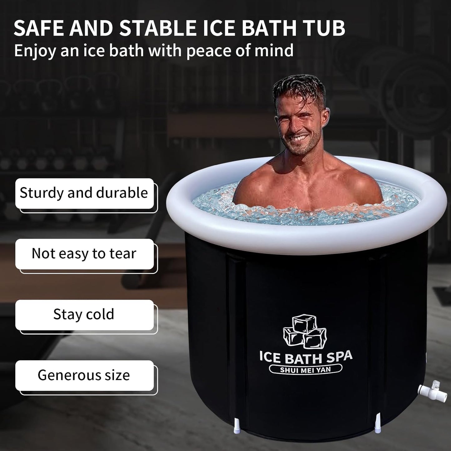 SHUIMEIYAN Large Ice Bath Tub for Athletes Outdoor Portable Bathtub for Adults Cold Water Therapy Tub for Recovery Cold Plunge Tub Ice Barrel Ice