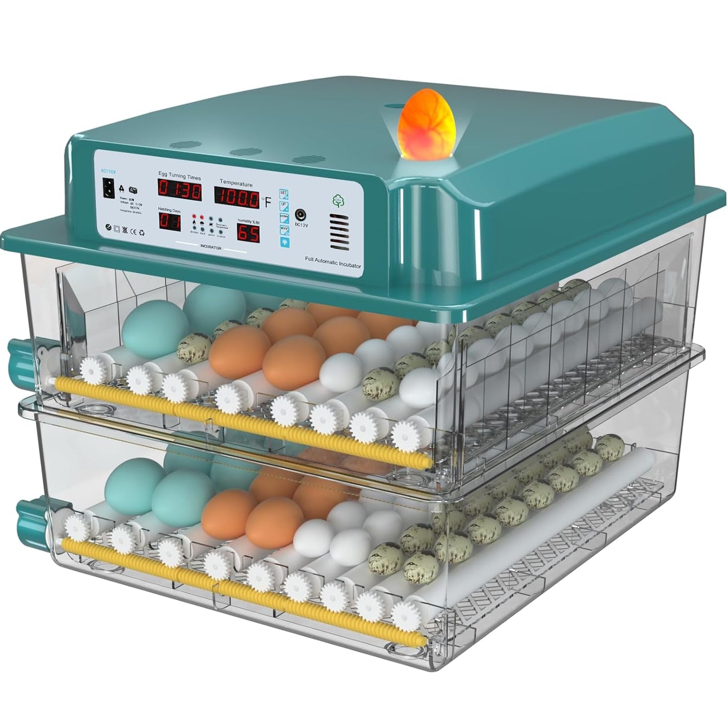 Hethay Egg Incubator, Egg Incubator with Automatic Egg Turning and Humidity Monitoring, Incubator for Chicken Eggs, 120 Eggs Incubator with Egg