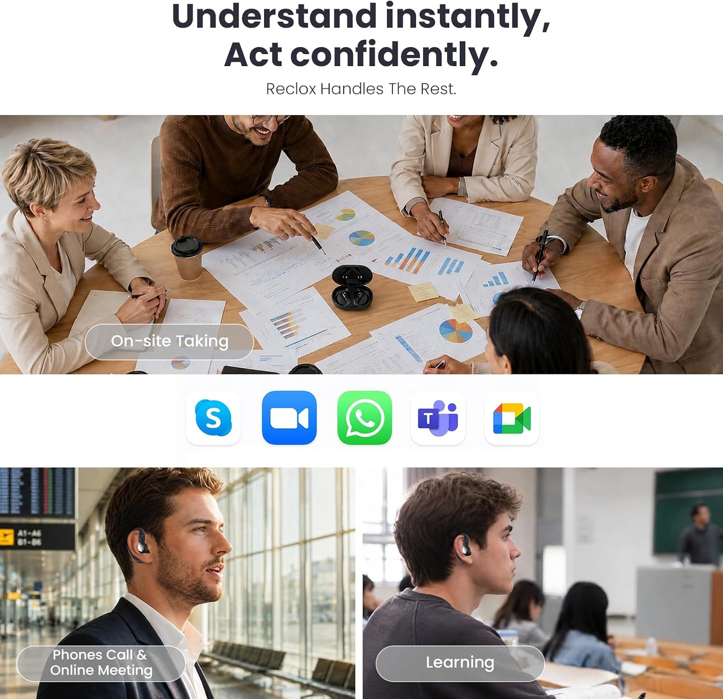 Recolx GPT5.6 AI Voice Recorder, Recording Note Taking Earbuds with APP