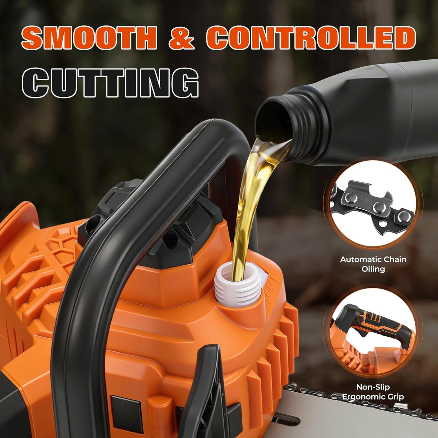 42V 16-Inch Cordless Chainsaw with 2x 4.5Ah Battery & Dual Fast Charger, Brushless Electric Chain Saw, Tool-Free Tensioning, Auto Oiling, Chain Brake, for Tree Wood Cutting Yard Work