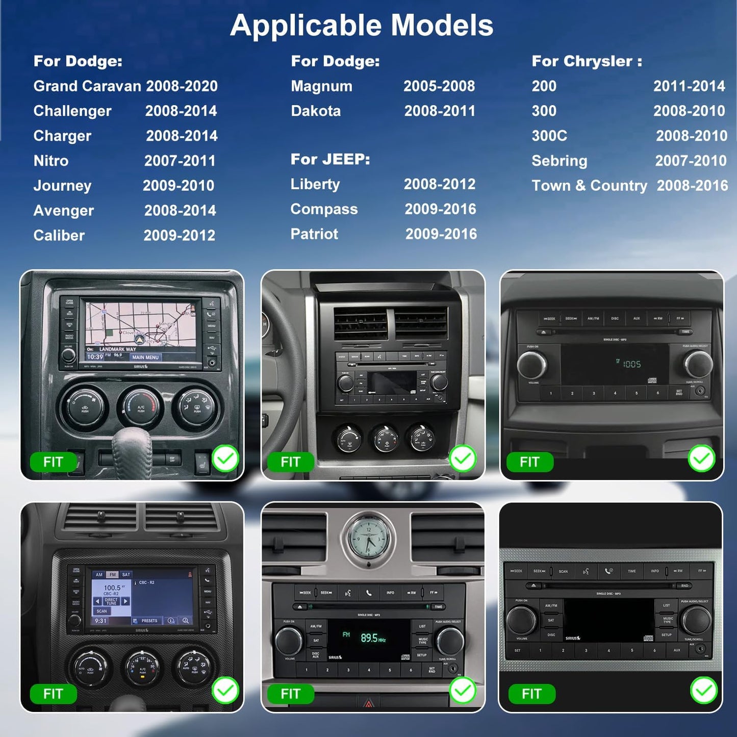 5GWiFi Radio for Dodge Challenger Avenger 2008-2014, Chrysler 200 2011-2014, Jeep Compass Patriot 2009-2016,Liberty 2008-2012,7 Inch Touchscreen Car Stereo Carplay Android Auto Camera Bluetooth GPS FM