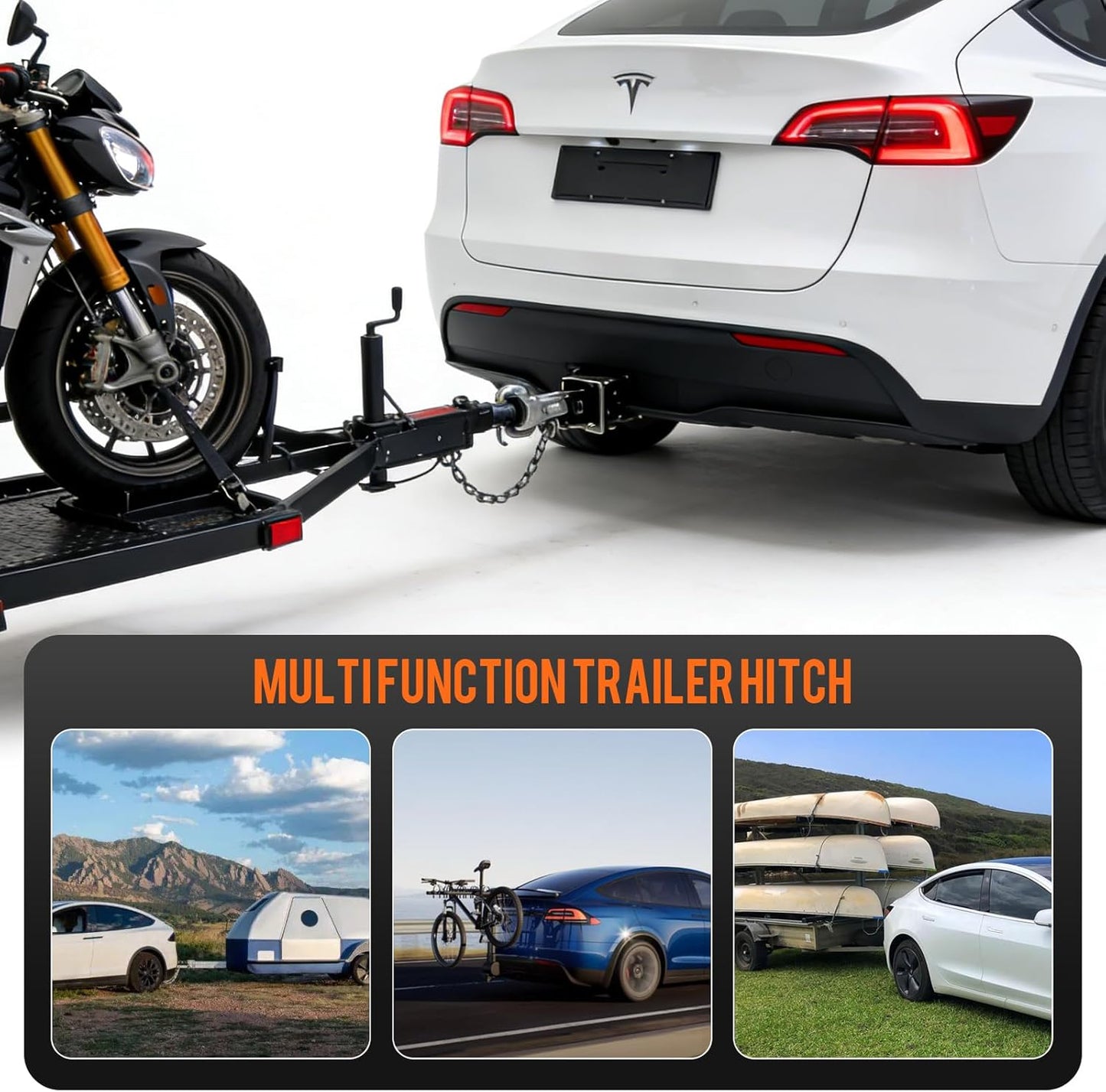 Tesla Model Y Tow Hitch Upgraded Fit for 2020–2026 Model Y, 2 Inch Rear Tow Hitch Receiver Adapter, Powder Coated Steel, Bolt-On Installation, Not for Model 3 S X
