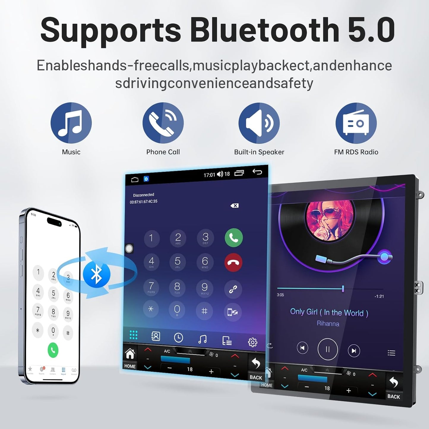 for Ford Focus 2012-2018 Radio Stereo Upgrade Replacement: 9.7 Inch IPS Touch Screen Head Unit, Wireless CarPlay Android Auto, GPS Navigation WiFi Bluetooth 5.0, FM SWC 2G+64G