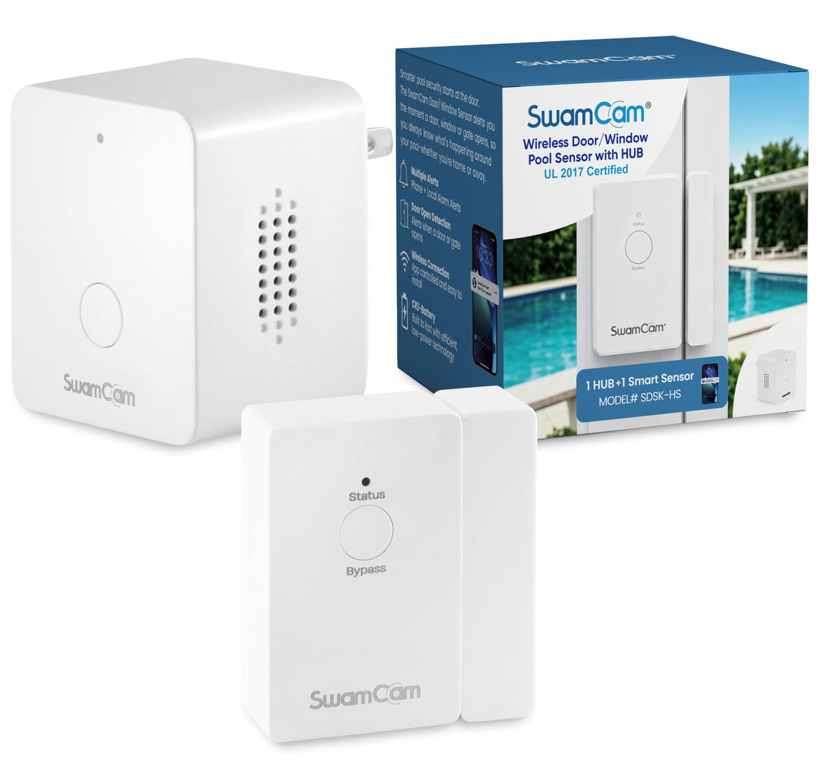 SwamCam Door & Window Sensor Pool Alarm Hub System – Certified to UL2017