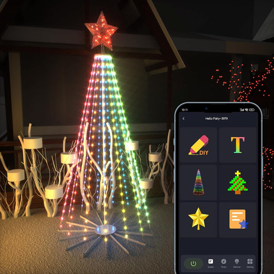 Lphianx Christmas Tree with Lights, 355 LEDs 2.4M Height, 2 DIY Mode, 30+Sence, Color Changing Sync Musical APP & Remote Control Indoor Outdoor