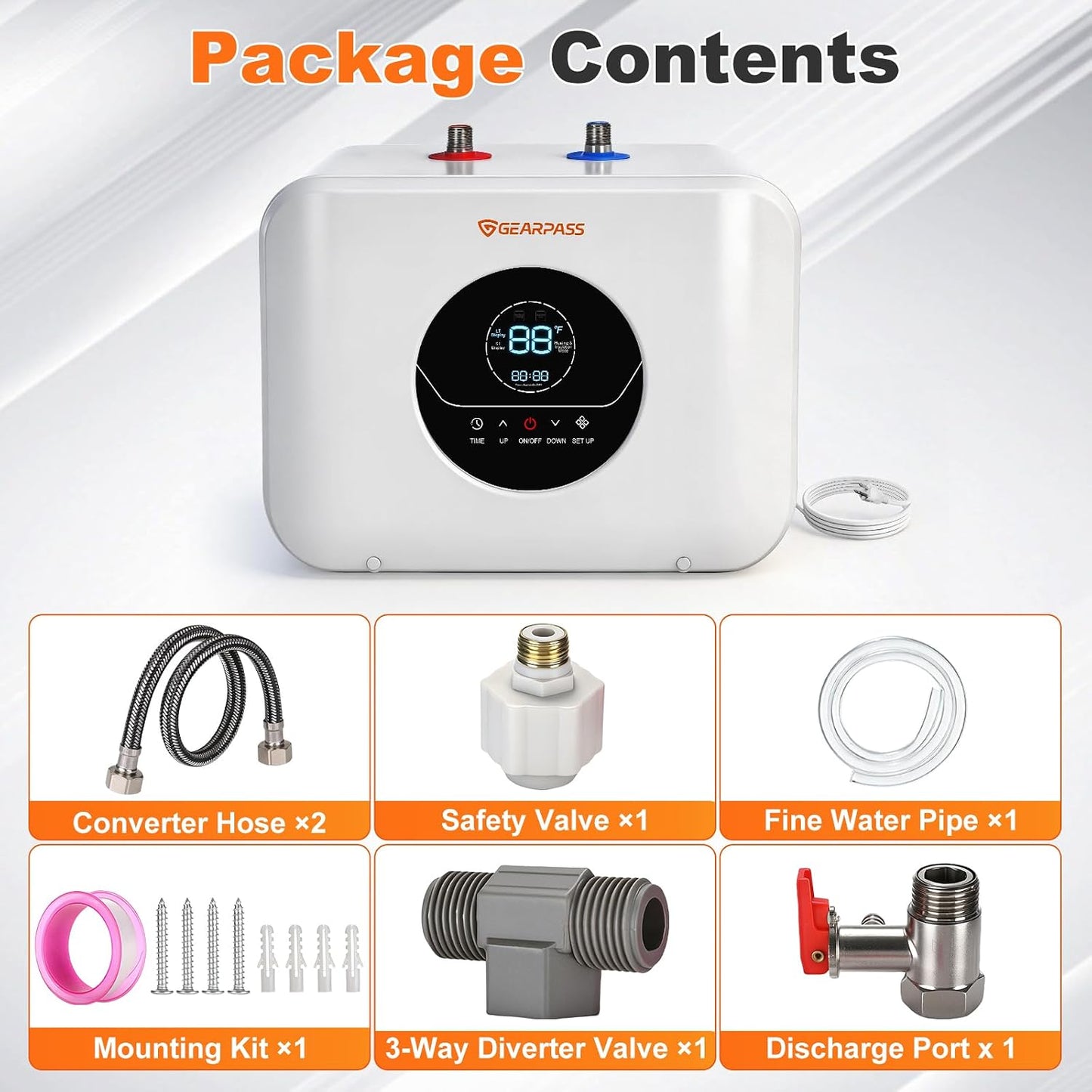 4 Gallons Electric Mini Tank Water Heater 120V 1500W, Small Under Sink Water Heater, Adjustable 55–145°F, Fast Heating, CSA Certified, Wall or Floor Mount for Kitchen, Bathroom, RV