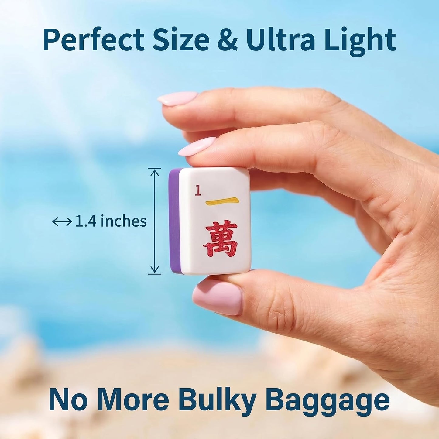 Portable Floating Mahjong Tiles Set, Waterproof Mahjong Set for Water Games, Beach,Indoors, Gift Box Includes Storage Bag & Dice, 1.4 In Floating Mahjong for Pool Parties and Family Gatherings Purple