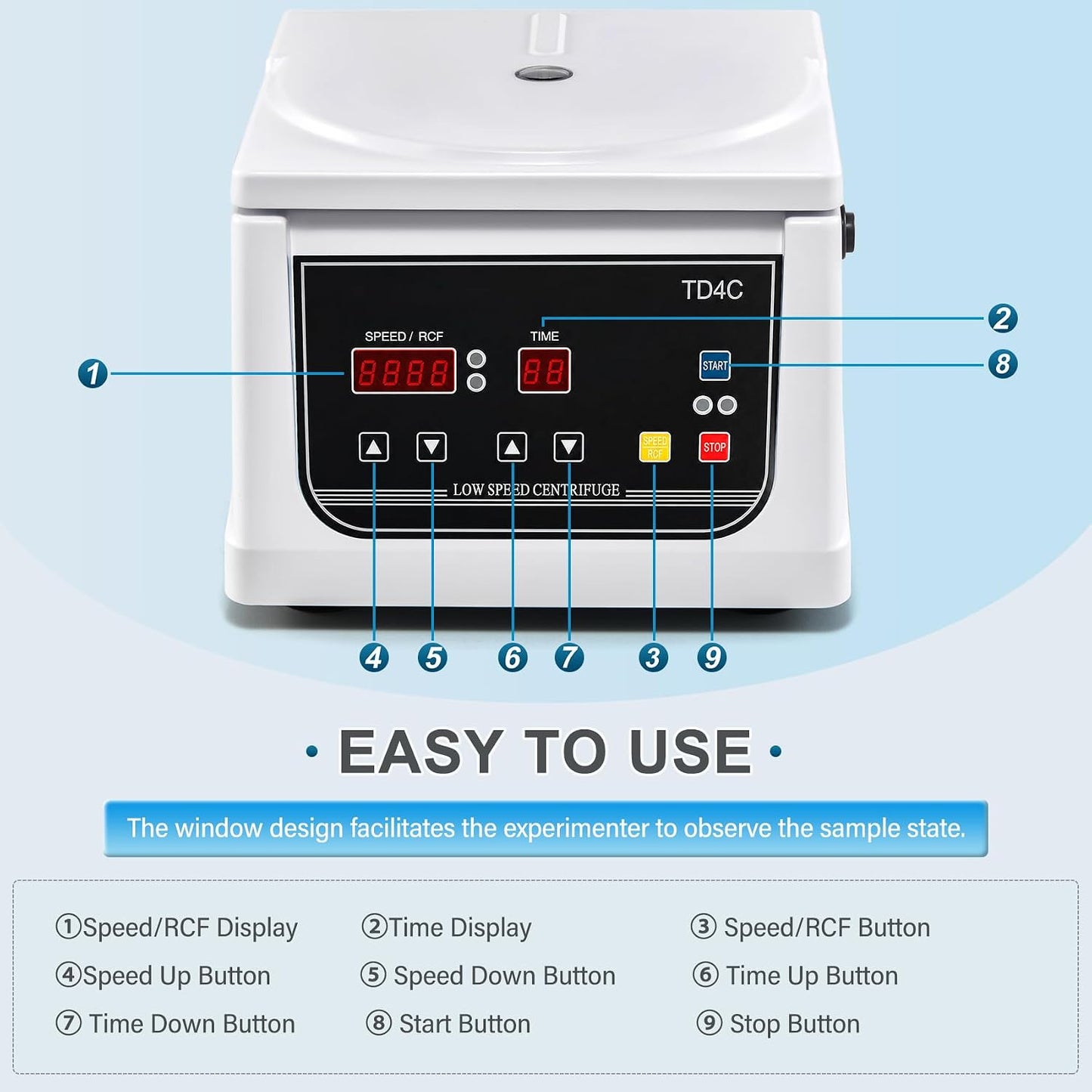 PRP Benchtop Lab Centrifuge Machine, 100-4000 RPM, 8 x 15 mL, 1-99 Min