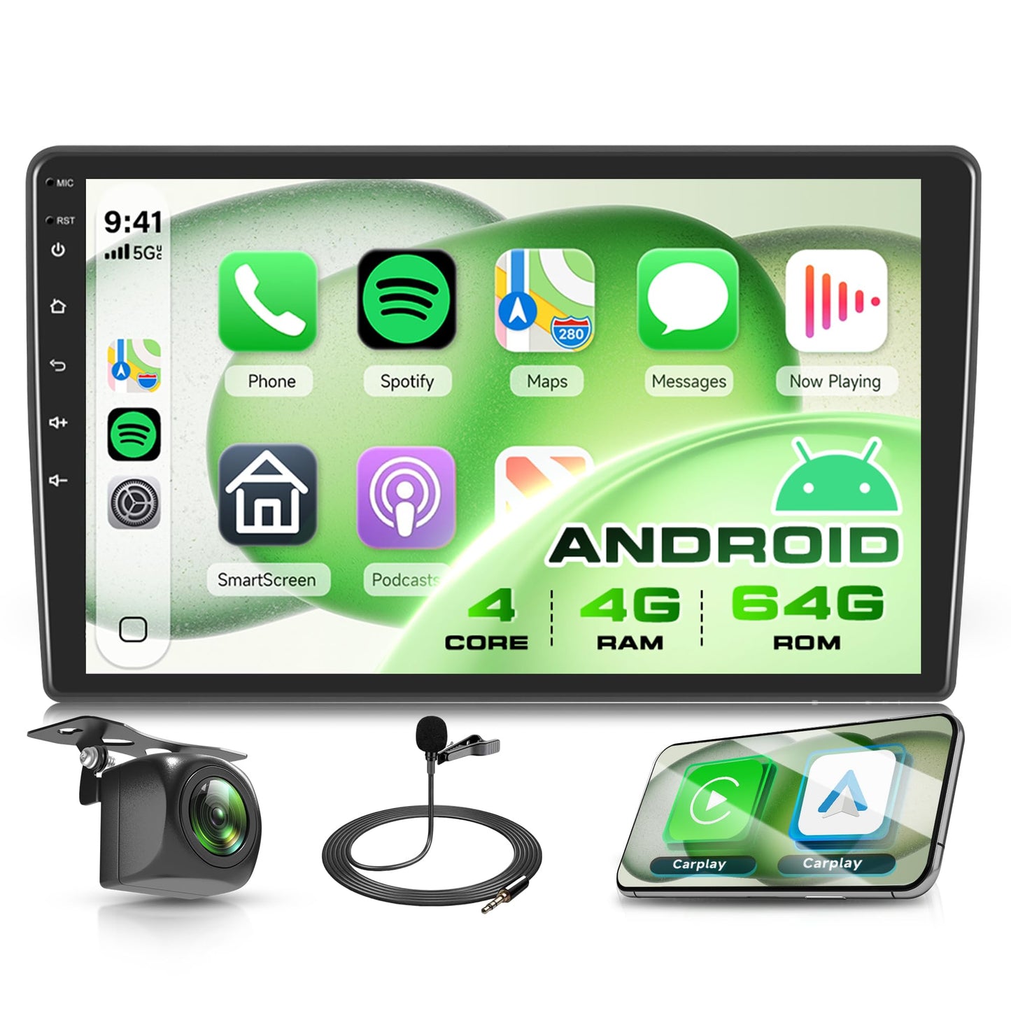 Rimoody 4g+64g 10.1'' Android 15 Car Stereo for Chevy Silverado/Tahoe/Suburban/Avalanche and GMC Sierra/Yukon 2007-2014, Wireless Carplay Andorid auto, 5G-WiFi, HD Touch Screen GPS