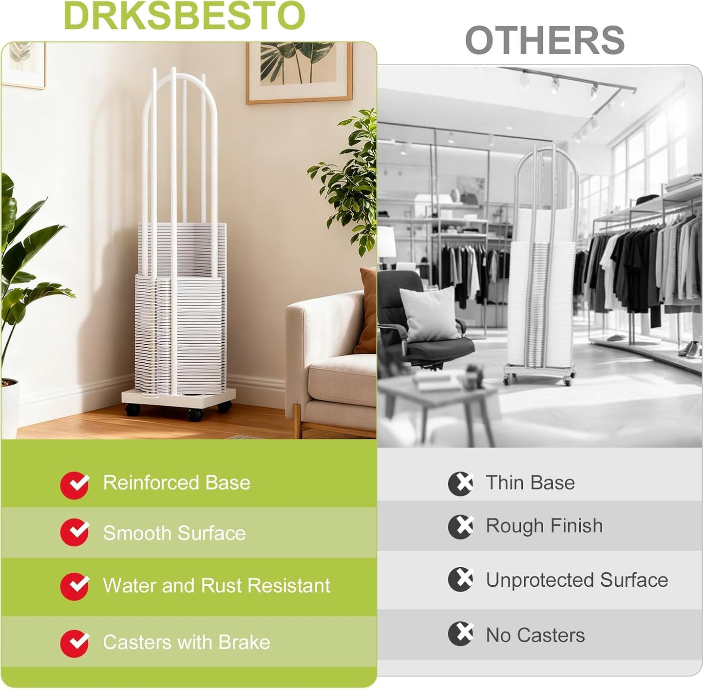 Large Capacity Hanger Organizer Stacker Stand, White, 2-in-1 Hanger Storage with Lockable Casters, Hanger Stacker for Closet, Laundry Room, Clothes Stores(White, 51 inch)