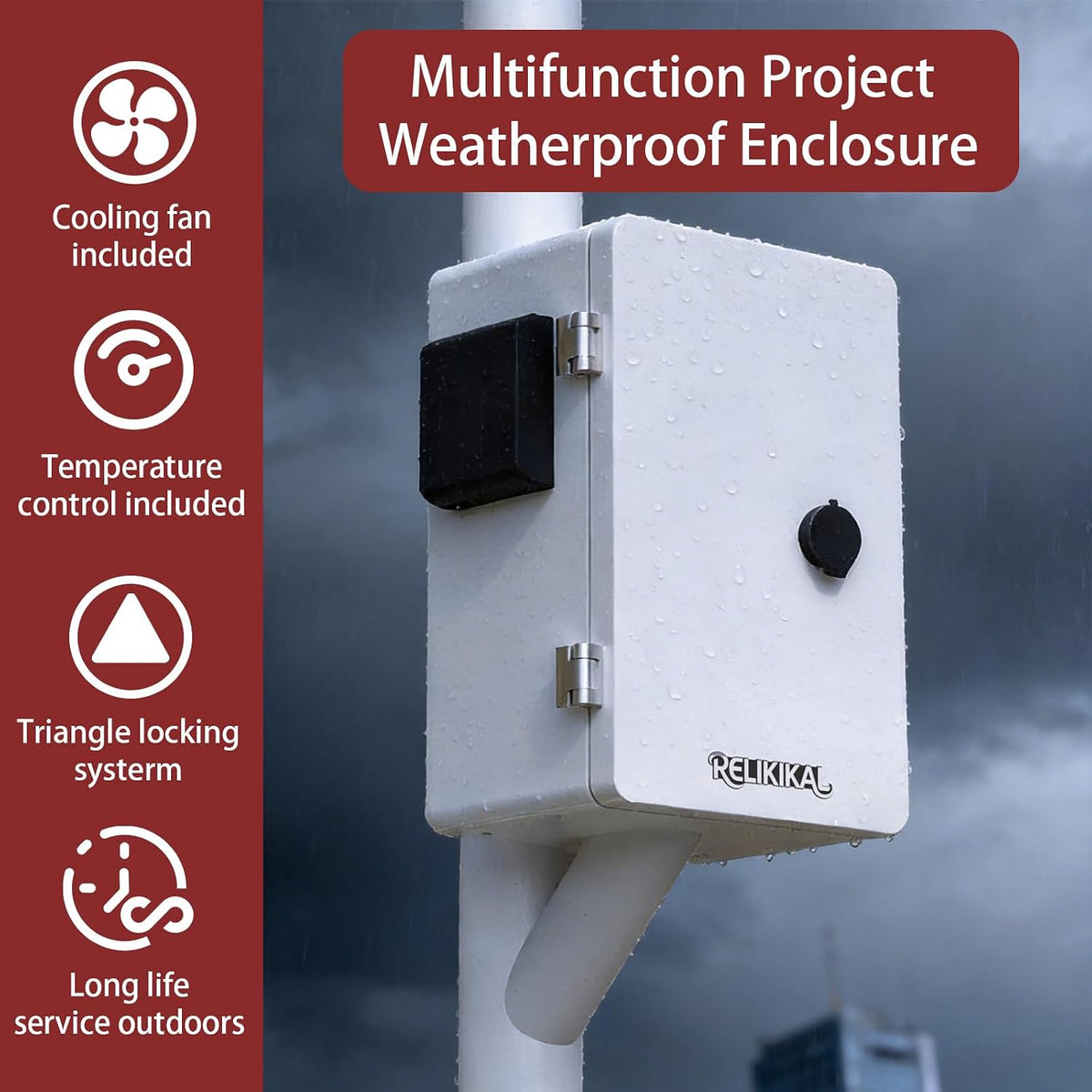 Weatherproof Steel Electrical Enclosure Box with Wall & Pole Mount 8x12x6