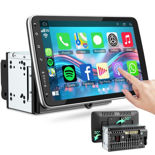 4+64GB Android 15 Double Din Car Stereo, Wired & Wireless Carplay & Android Auto Radio with 10.1 Inch IPS Rotatable Screen, Built-in DSP, Bluetooth 5.2, SWC, GPS Navigation, Backup Camera