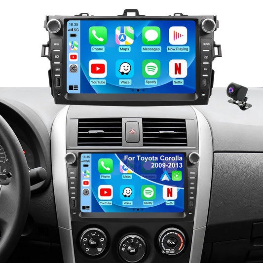 Upgrade Android Car Radio Stereo for Toyota Corolla 2009 2010 2011 2012 2013, 8 Inch Touch Screen Head Unit with Wireless Carplay Android Auto GPS Navigation FM Bluetooth 5G WiFi SWC HD Backup Camera