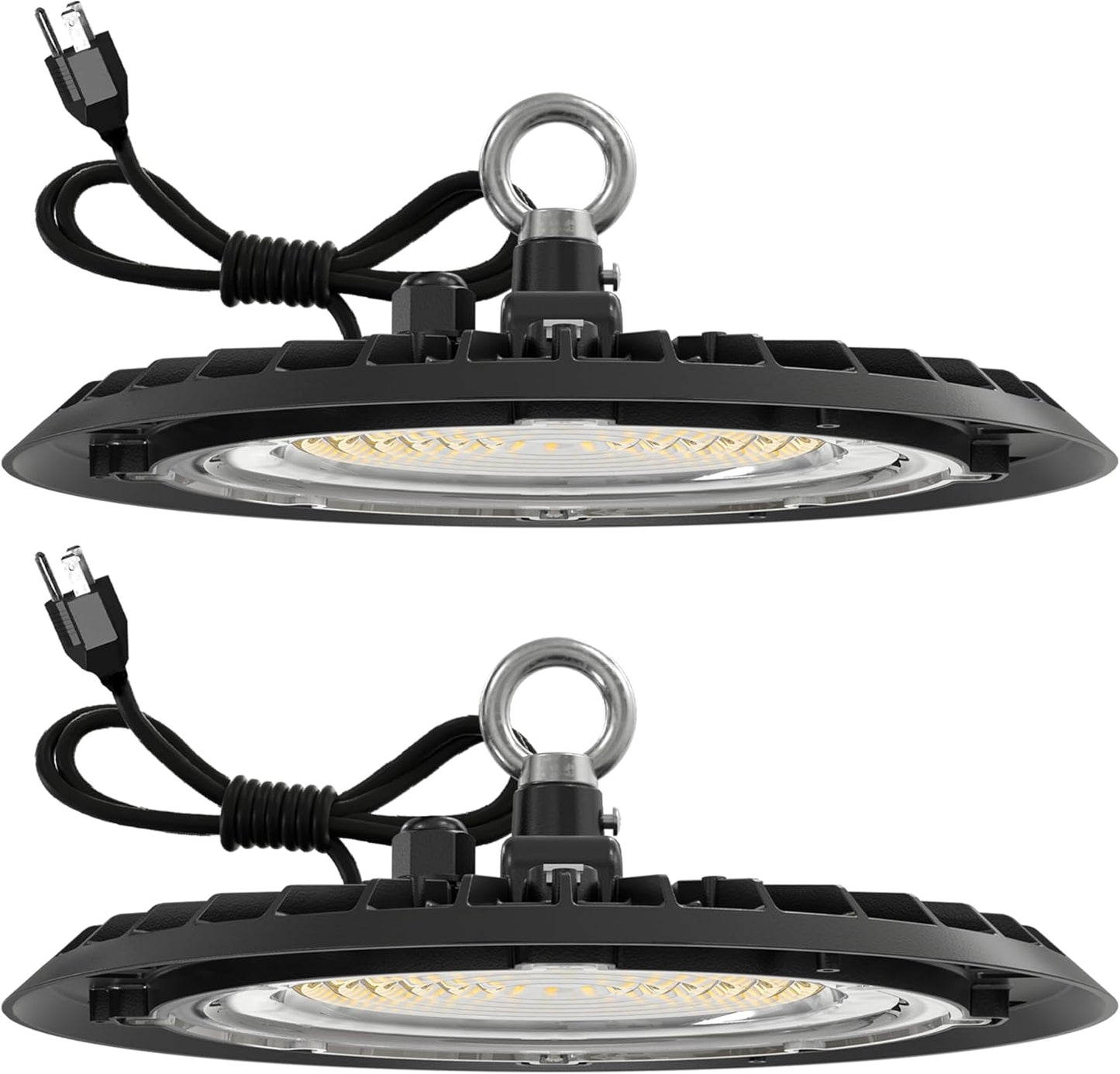 2 Pack UFO LED High Bay Light, Plug and Play Lighting for Warehouse, 4500K Crisp White, 150W, Power Cord Included,