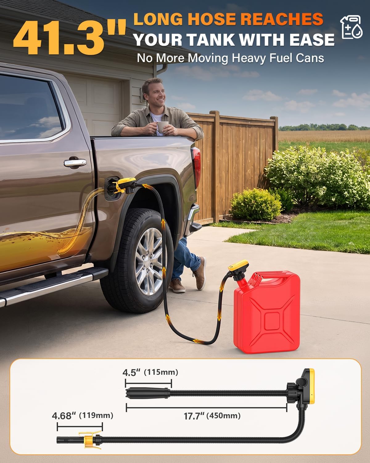 8000mAh Rechargeable Cordless Fuel Transfer Pump with Auto-Stop