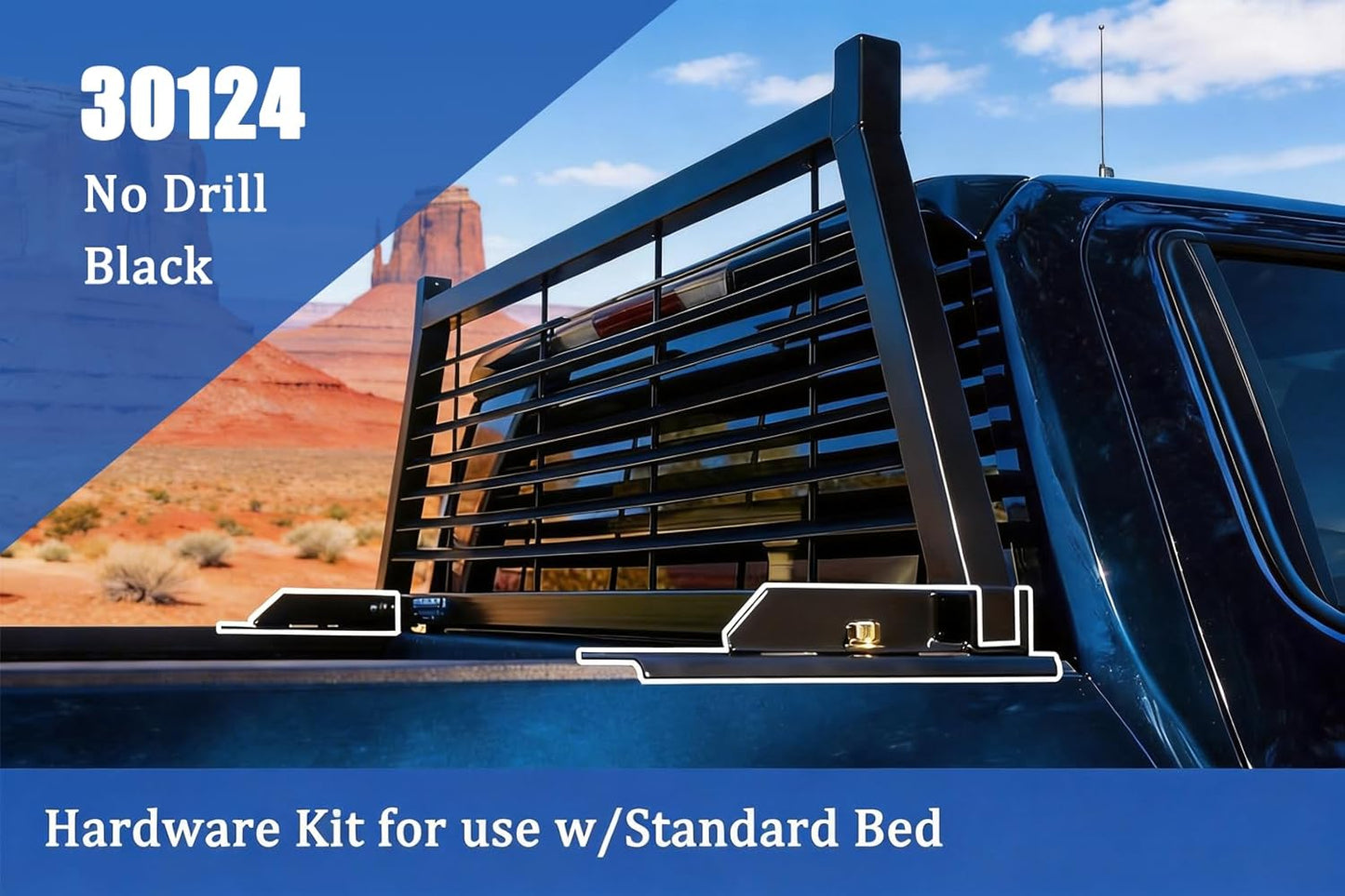30124 Hardware Kit | for Use w/Standard Bed | Fits 2020-2025 Chevrolet Chevy Silverado GMC Sierra 2500 3500 HD | Black Powder Coat | No Drill Required