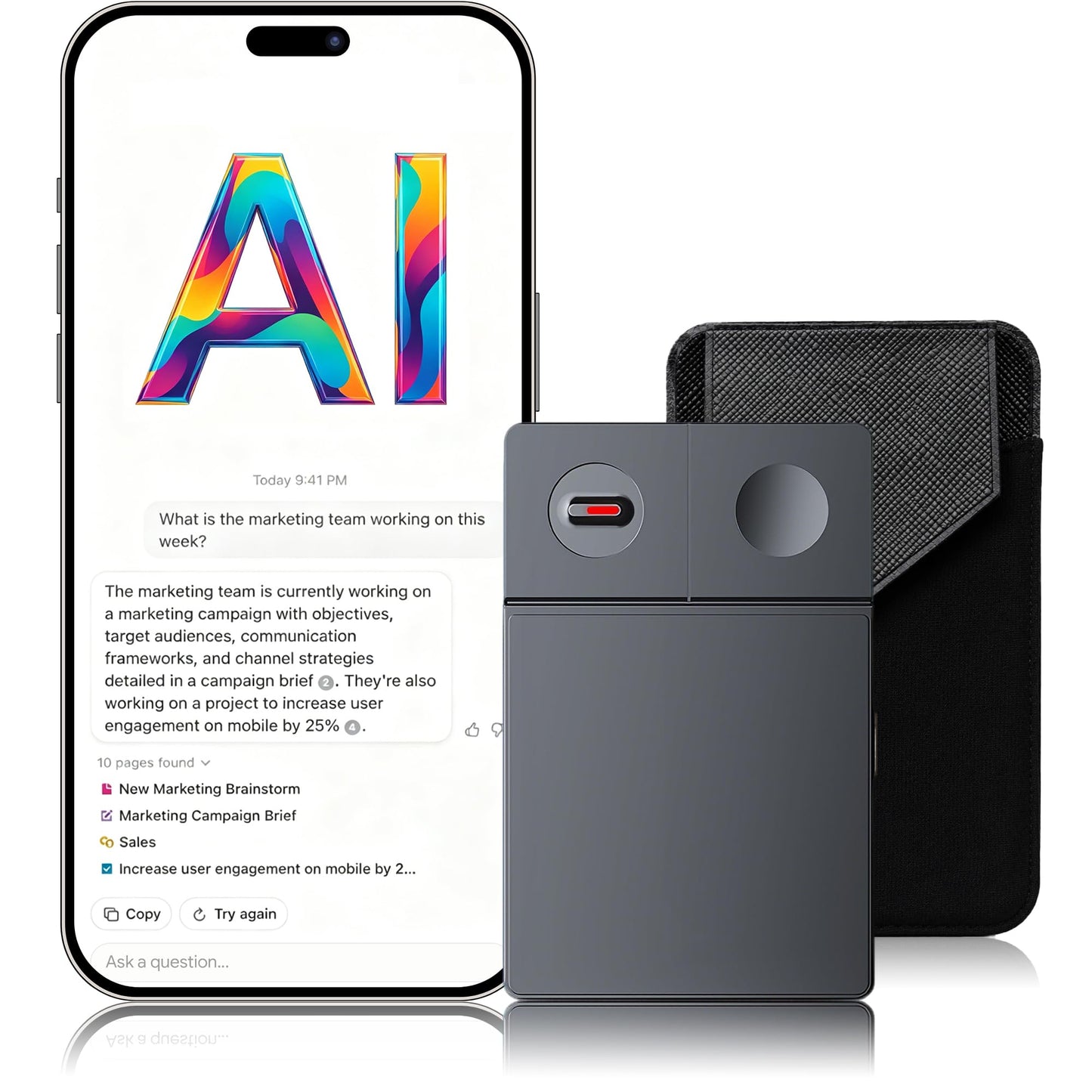 AI Voice Recorder with Free Transcription, 64GB AI Note Taker with GPT Chat, Real-Time 126 Language Translator, Voice to Text & Auto Meeting Summary for Meetings & Calls, Professionals & Teams