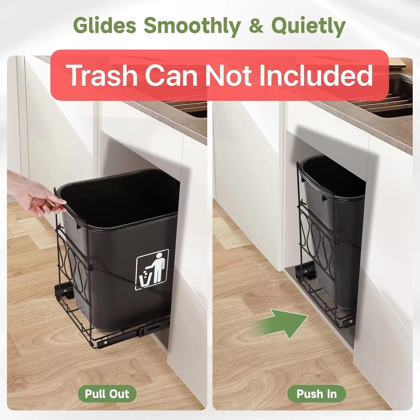 CNIOEPL Pull Out Trash Can Under CabinetTrash Can Not Included, Adjustable Garbage Slide-Out Shelf for Kitchen, undersink Organizers and Cupboard