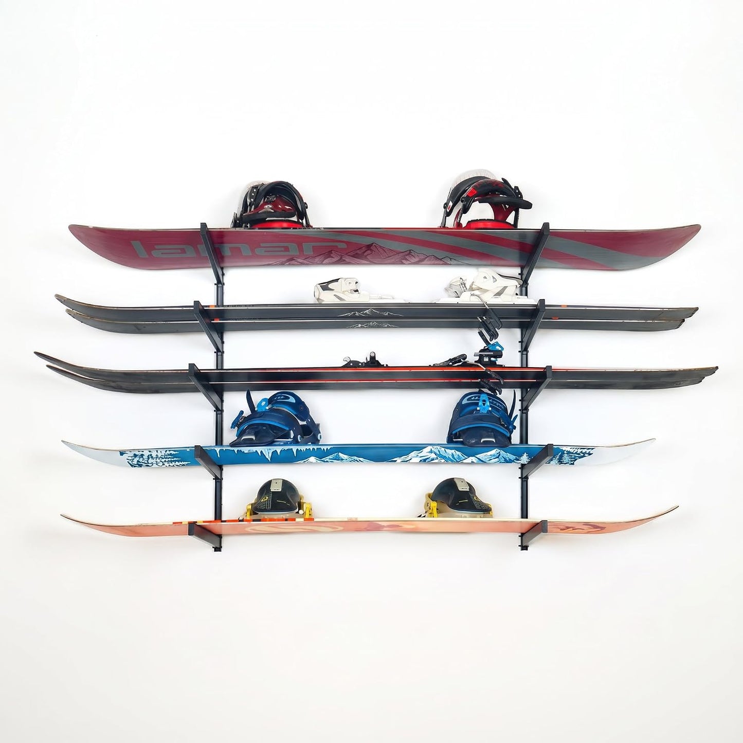 StoreYourBoard G-Vert Mini Wall Rack – Heavy-Duty Indoor Adjustable Multi-Sport Board Rack, 5 Levels for Surfboards, Paddle Boards, Snowboards, Skateboards and More, Holds 200 lbs