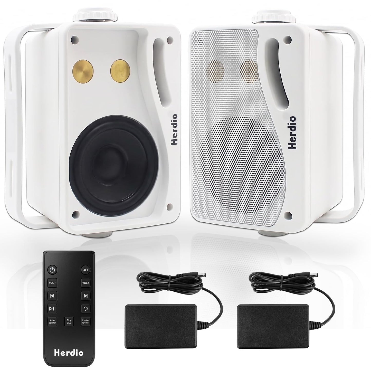 3.5" 200W Outdoor Bluetooth Speakers, IP44 Waterproof Rating and Be Able to Wireless Multi-Connection Up to 20 Units for Patio/Porch/Balcony (White, 2-Pack)