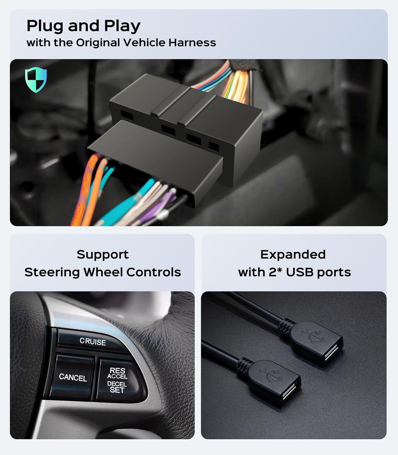 Car Radio Stereo for Honda Accord 2008 2009 2010 2011 2012 2013 10.2 Inch IPS HD Touch Screen Wireless CarPlay Android Auto, WiFi FM/SWC Bluetooth 1080P Backup Camera