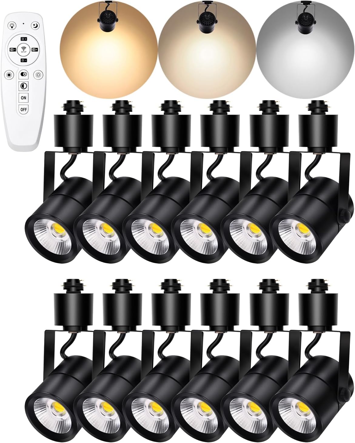 Motrackcao LED Track Lighting Heads,2700K-6500K Stepless Dimming H Type Track Light Heads Dimmable Rail Ceiling Spotli