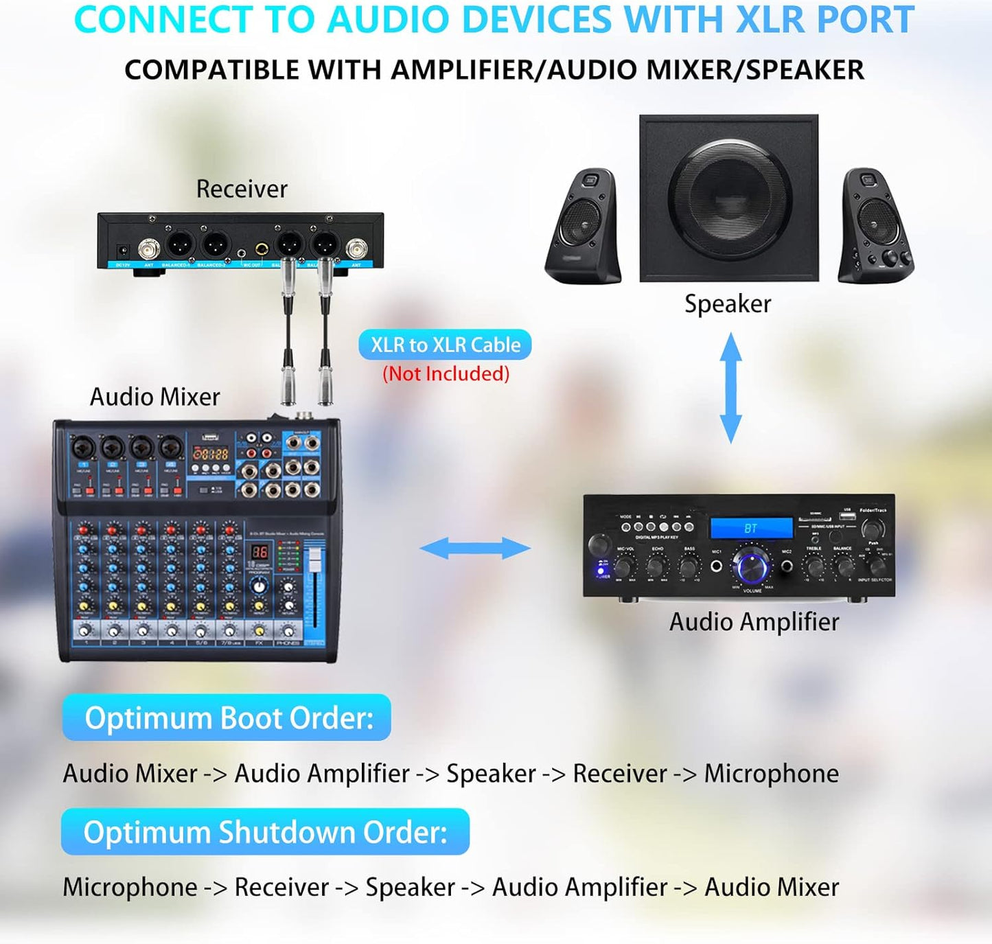 ZERFUN G8 Rechargeable Wireless Microphone System 4 Channel, UHF Metal Karaoke Cordless Mics Professional Handheld for Singing Church, VOL Control,