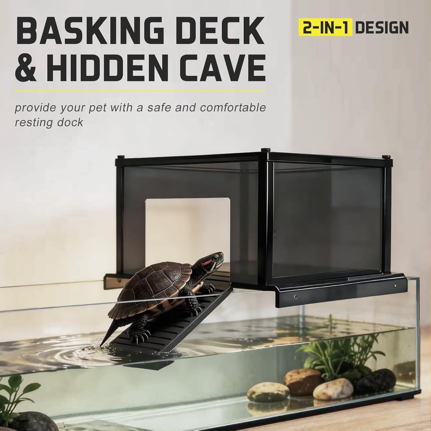 Large Turtle Basking Platform Dock with Ramp for 75/125 Gallon Aquarium, Fits 17-20 Inch Wide Tanks