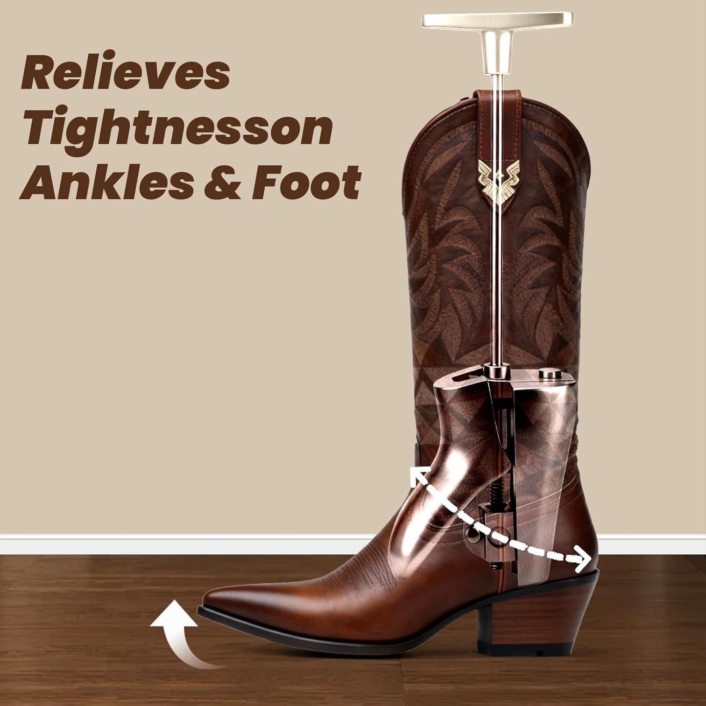 Cast Aluminum Boot Instep & Vamp Stretcher: Relieving Tightness Easily, Adjustable Boot Instep Stretcher is Suitable for Western, Cowboy, Hiking & Work Boots for Men and Women - Easy to Use