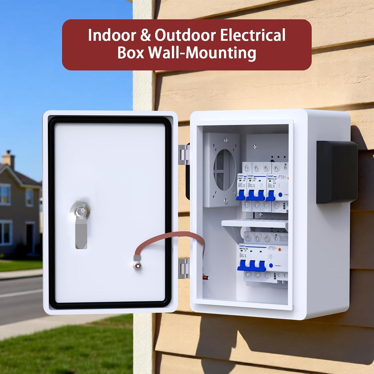 Weatherproof Steel Electrical Enclosure Box with Wall & Pole Mount 8x12x6