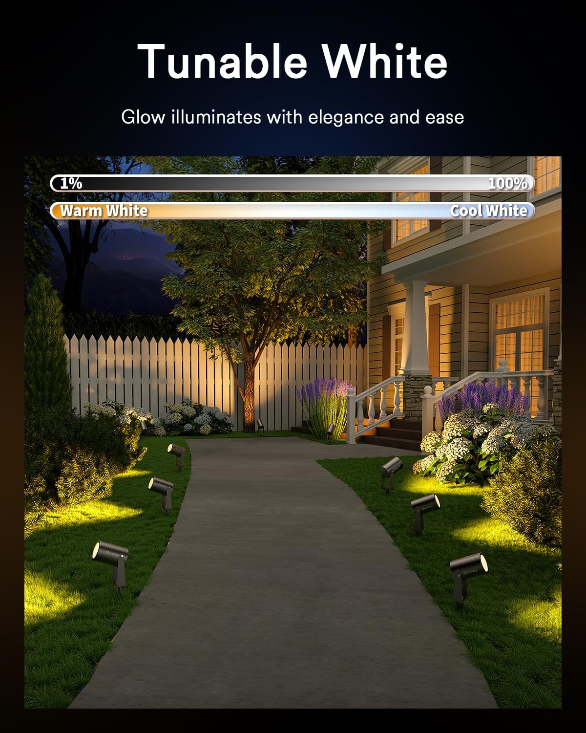 Lumary Outdoor Spot Lights Pro 500LM, 6 Pack Landscape Lighting IP65 Waterproof, 65FT RGBAIWW Outdoor Lights for Ya