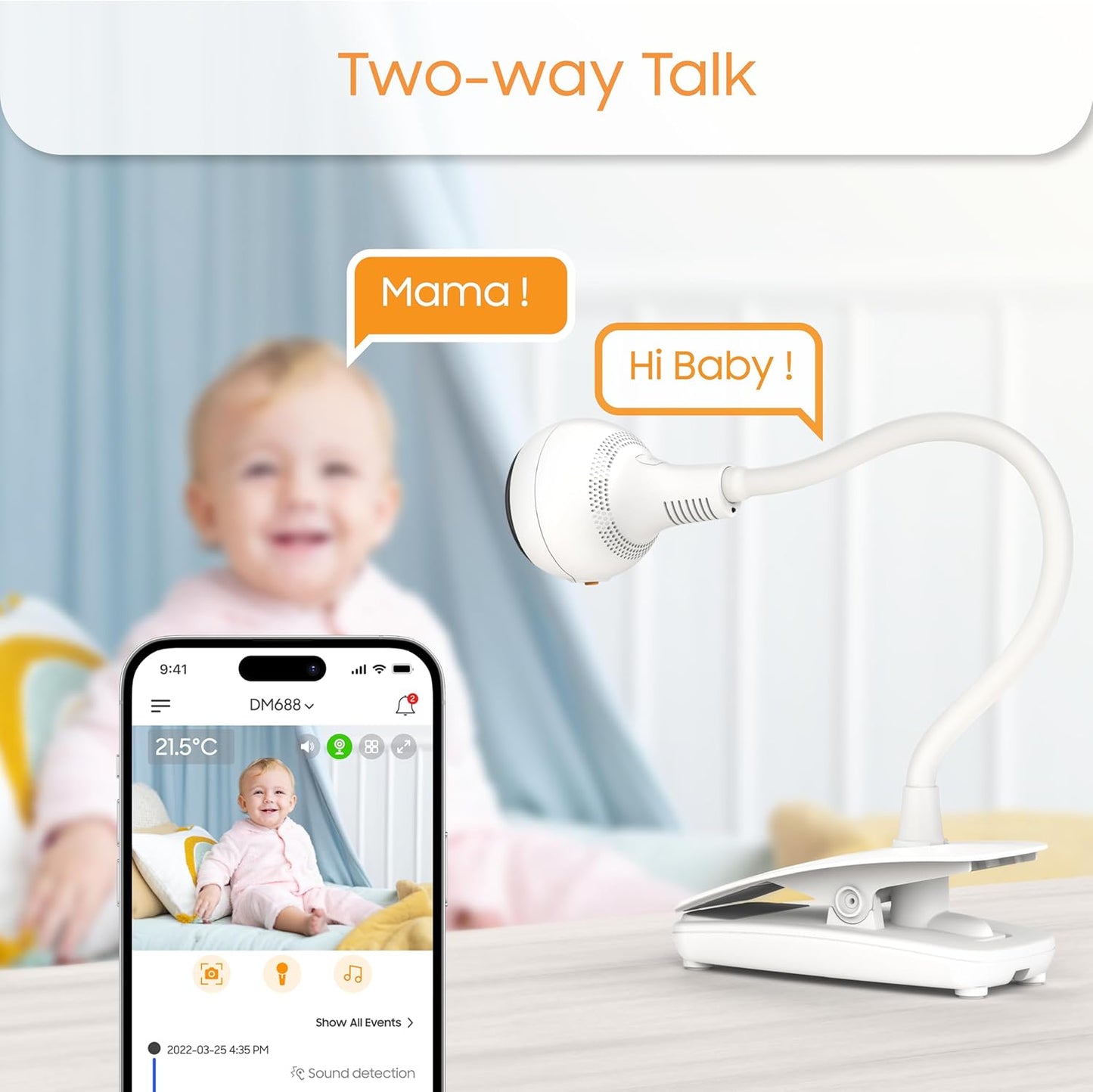 CHILLAX Giraffe Pro Portable Baby Monitor–Video Baby Monitor for Travel with Battery Base Stand,HD 1080p Camera and 5”Screen, Privacy Protection WiFi ON-Off Switch, Gooseneck Design, Night Vision Giraffe Portable