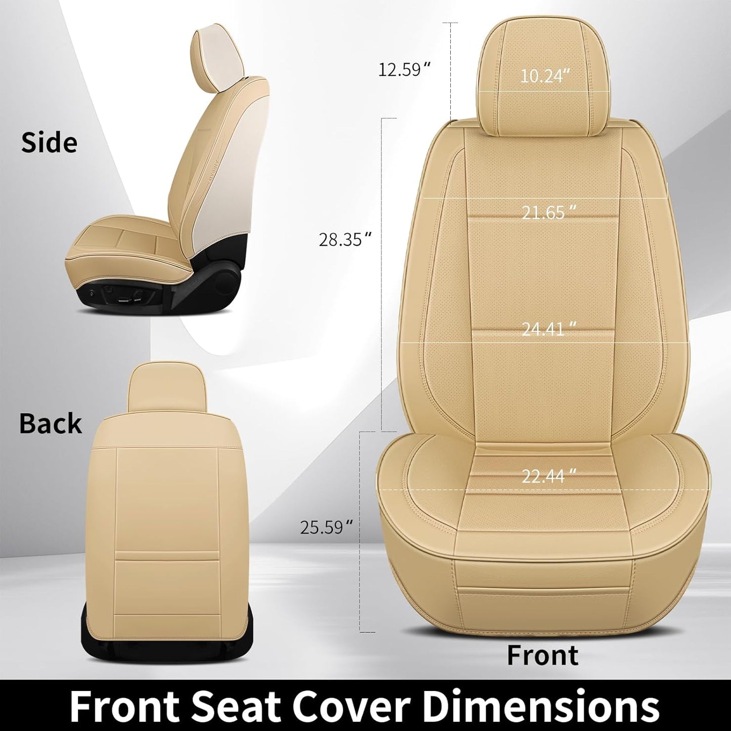 Seat Covers Fit for Chevy Chevrolet Silverado GMC Sierra Custom Fit 2007-2025 2026 1500 2500 3500HD Waterproof Faux Leather Car Seat Cover Full Coverage Car Seat Covers Sets (5 Seats/Beige)