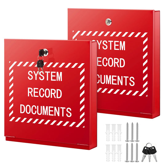 Systems Record Document Cabinet Lock, System File Cabinet Locking Document Storage Red for Office Home with 2 Keys and 6 Screws(12 in x 13 in x 2.35 in)