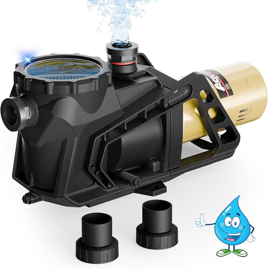 1.5 HP Swimming Pool Pump, 115-230 V Dual Voltage In/Above Ground Pool Pump, High Efficiency Single Speed Motor, Low Noise Pool Pump Inground With