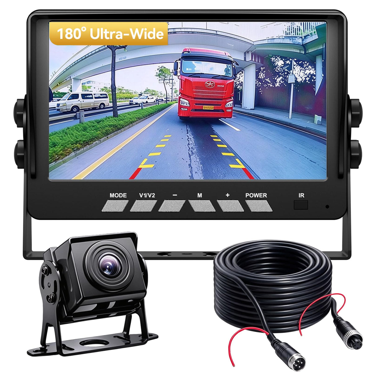 180° Ultra-Wide View 7" AHD Rear View Backup Camera for Trucks, Trailer, RV