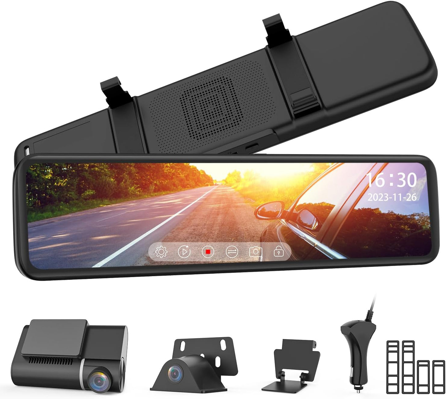 AUTO-VOX X7 Rear View Mirror Camera With Detached Front Camera, 11.88''Zoomable 2K Touch Screen Mirror Dash Cam,Rear View Dual Backup Camera for Car,