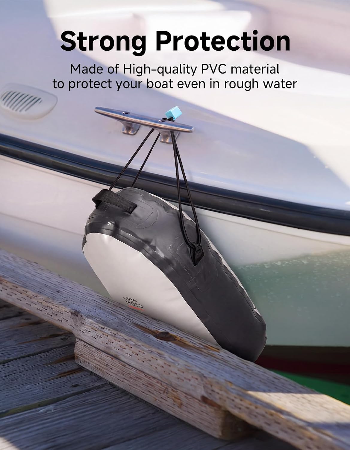 KEMIMOTO Boat Fenders for 25-35ft Boats, 30"x18"x4" PVC Inflatable Dock Bumpers, Heavy Duty with Adjustable Line, for Runabouts Day Boats & Pontoon