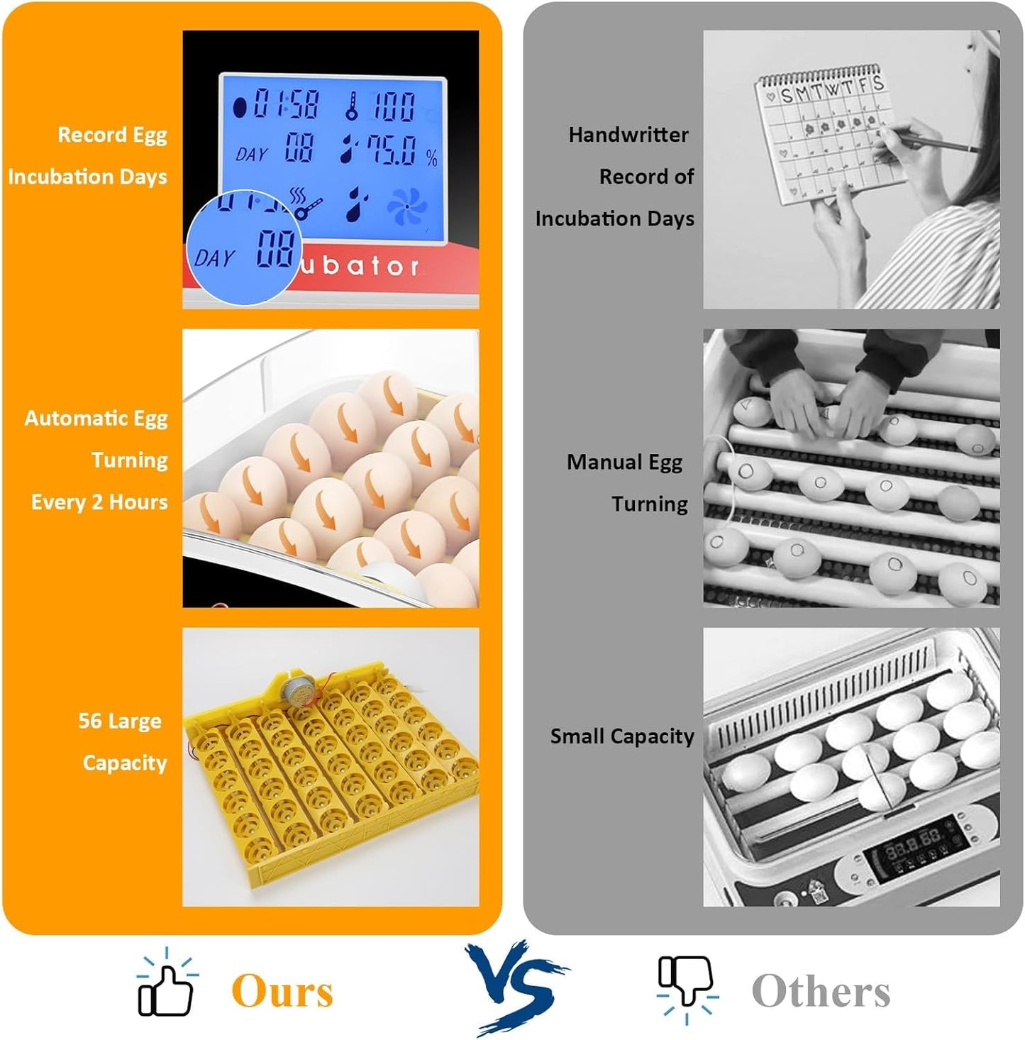 wyness 56 Egg Incubator with Automatic Egg Turning, LED Egg Candler and Automatic Temperature Control, Incubators for Hatching Eggs with  Display for